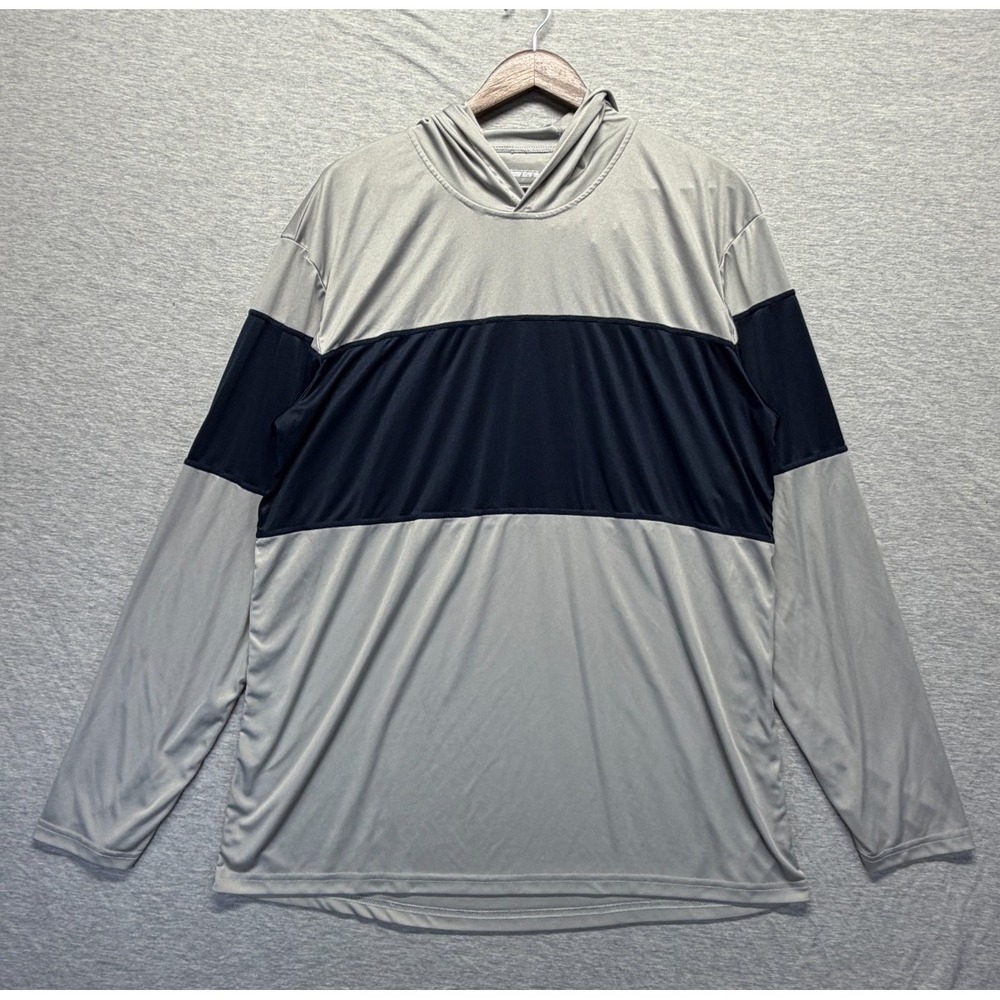 Magcomsen Sun Protection Hooded Shirt Mens 2XL Gray Blue Colorblock Running